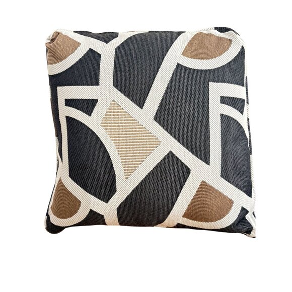 Contemporary Modern Geometric Black & Beige Decorative Throw Pillow Cover Only - Picture 1 of 7